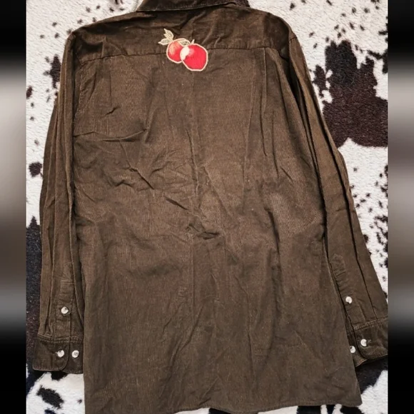 "QUACKER FACTORY " WOMEN'S 80'S/90'S CORDUROY TUNIC BUTTON UP- GREEN MOSS - Picture 5 of 5